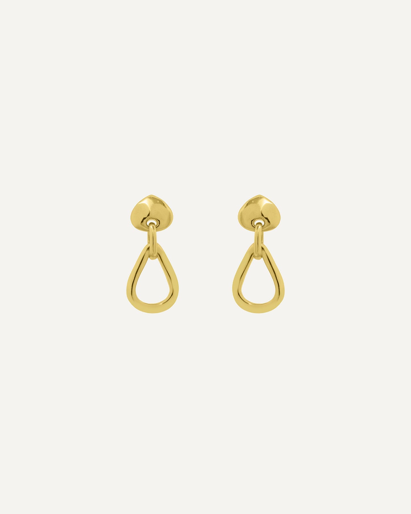 Small teardrop earrings with 24k gold finish. Vidda Jewelry product photo.