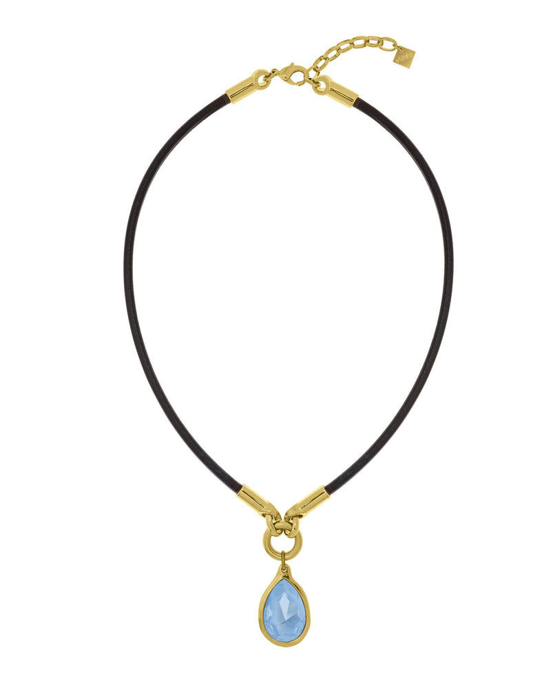 
                  
                    Leather necklace with drop-shaped Swarovski crystal pendant
                  
                