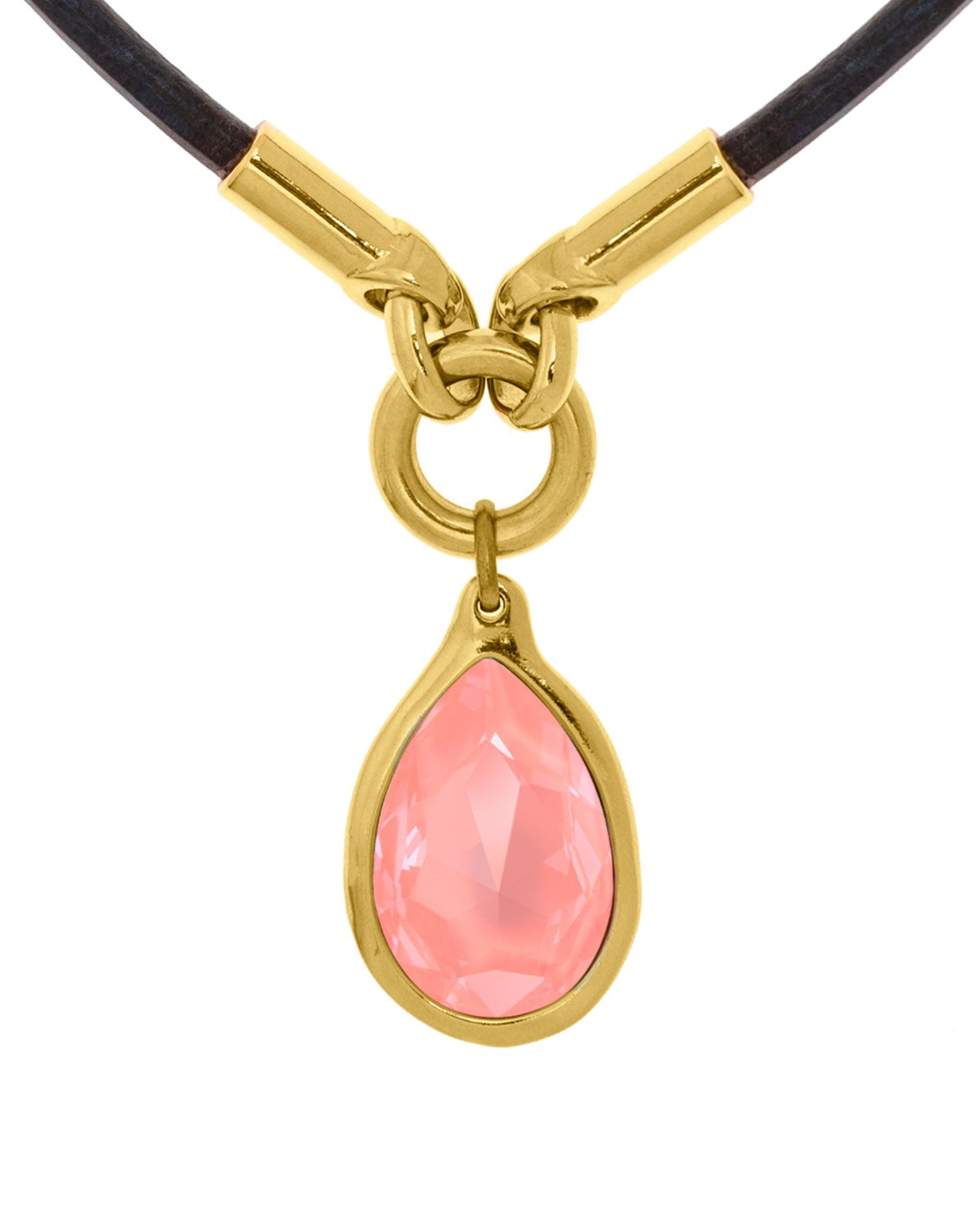 
                  
                    Leather necklace with drop-shaped Swarovski crystal pendant
                  
                