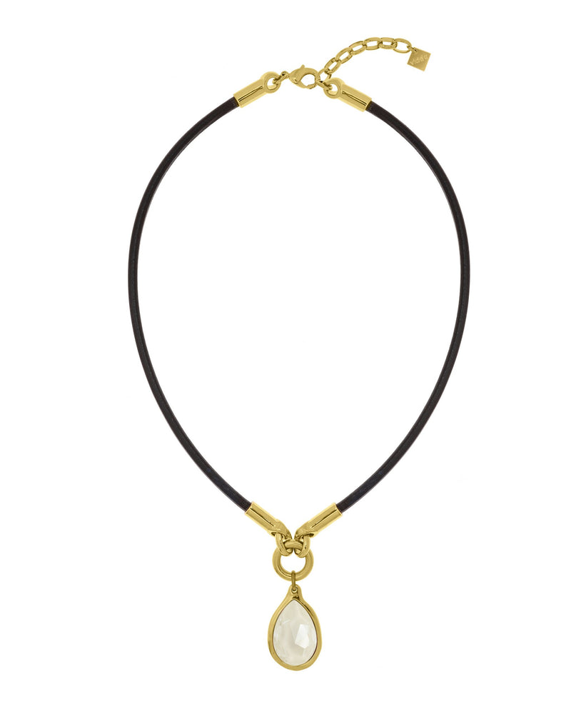 
                  
                    Leather necklace with drop-shaped Swarovski crystal pendant
                  
                