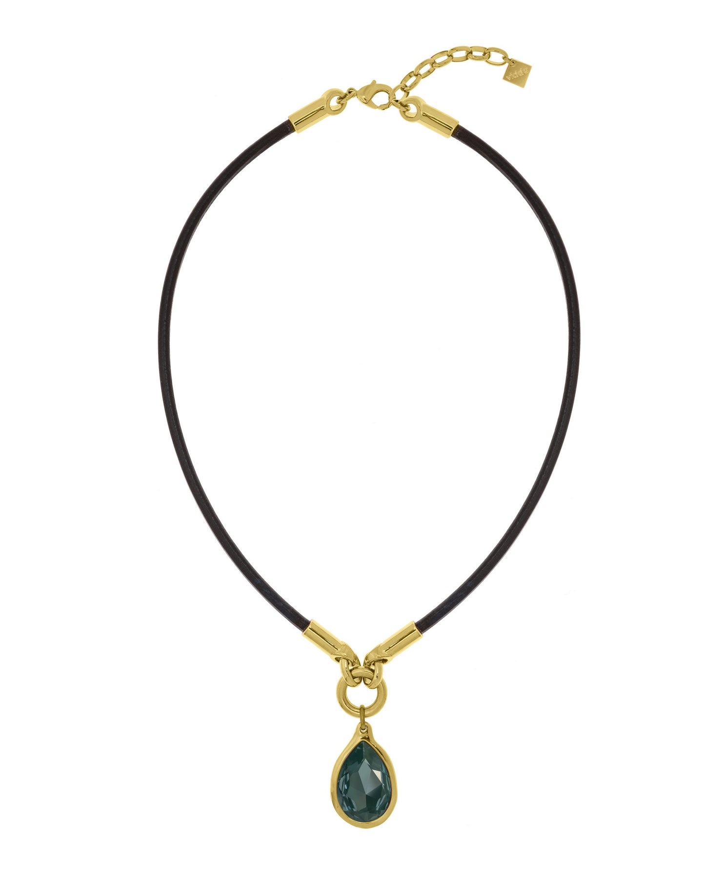 
                  
                    Leather necklace with drop-shaped Swarovski crystal pendant
                  
                