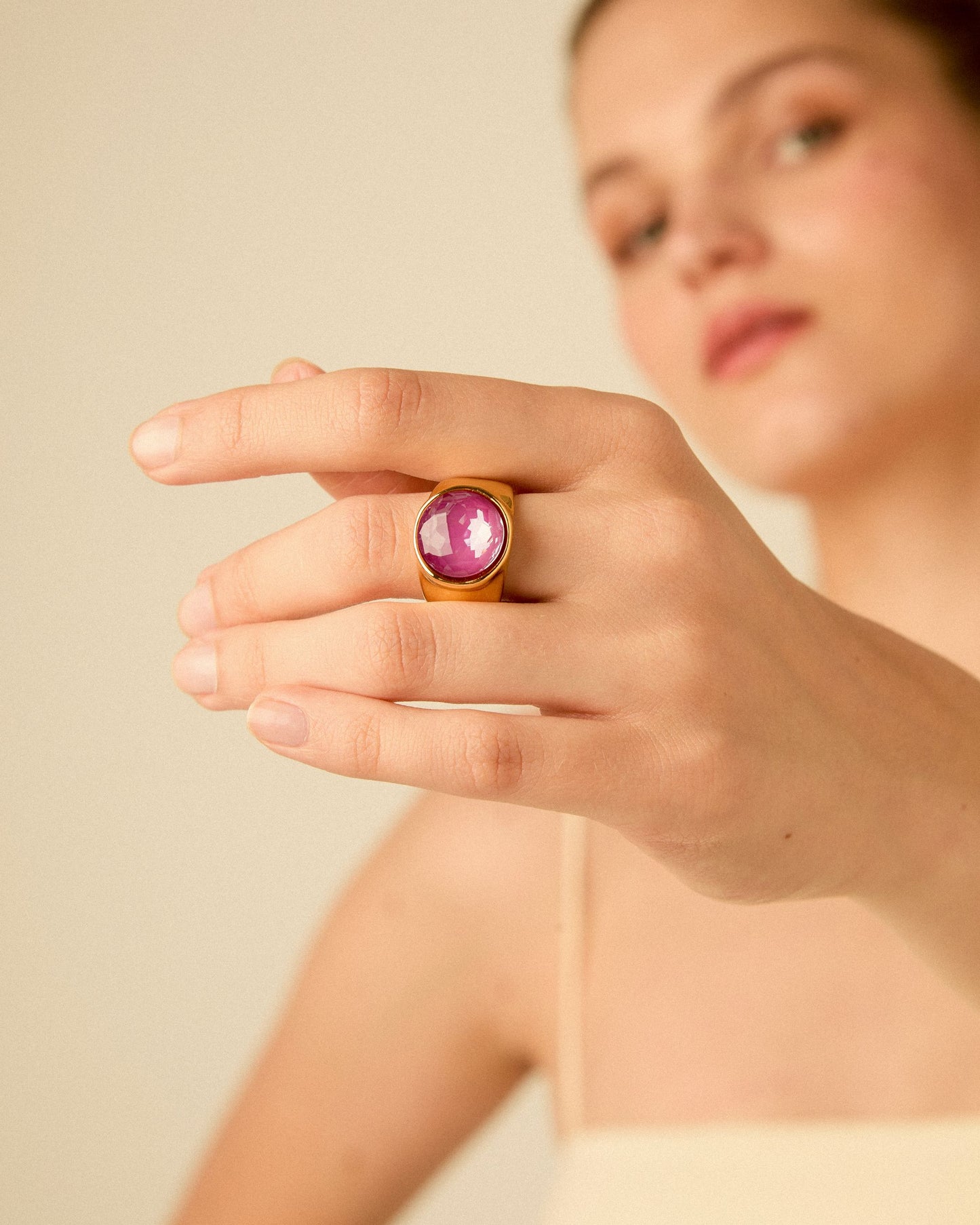 
                  
                    24k Gold Plated Signet Ring with Swarovski Crystal Alma
                  
                