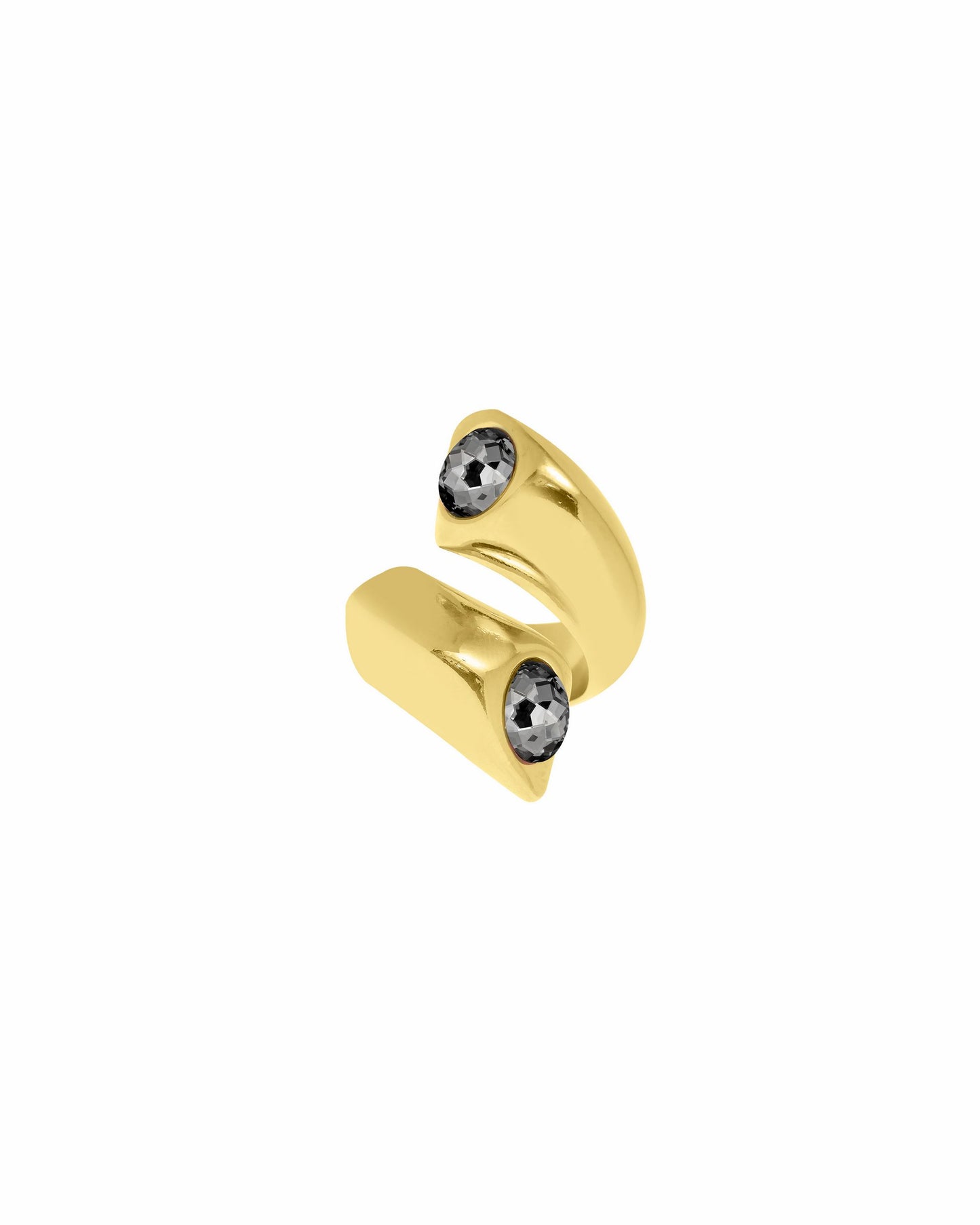 
                  
                    Chunky 24K gold plated open ring with Swarovski crystals Giro
                  
                