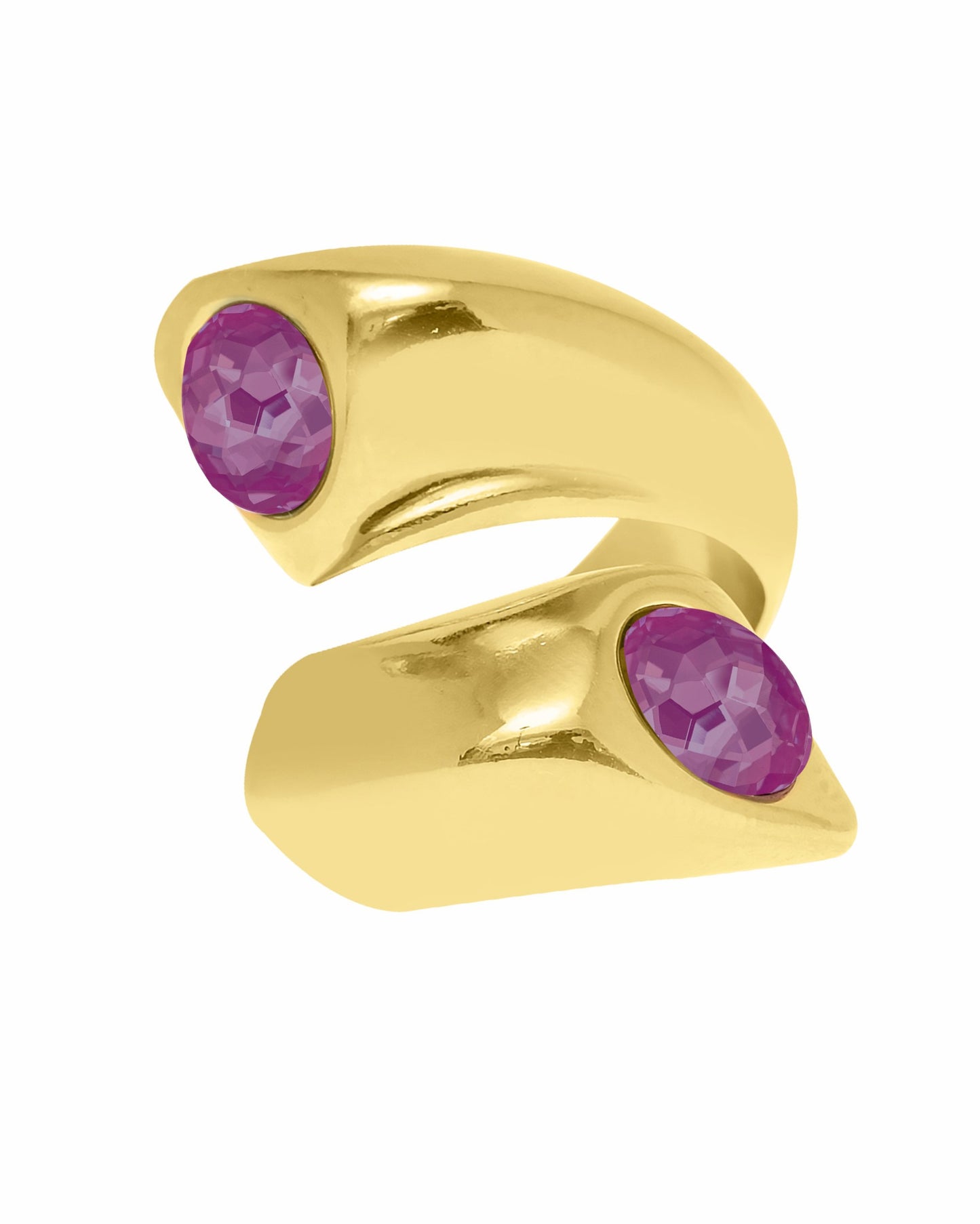 
                  
                    Chunky 24K gold plated open ring with Swarovski crystals Giro
                  
                