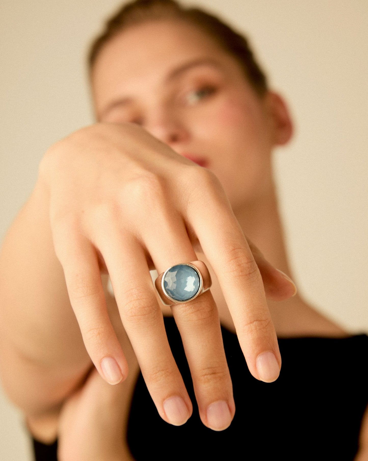 
                  
                    Sterling silver plated Signet Ring with Swarovski crystal
                  
                
